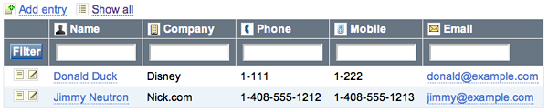 Sample Contact Database Application
