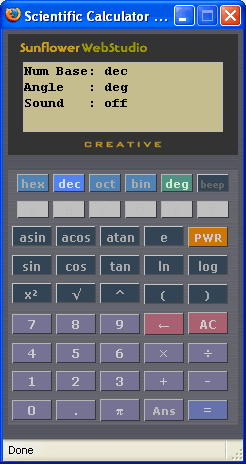 Screenshot of calculator