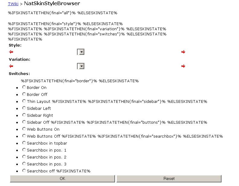 NatSkinStyleBrowser setting page issues.
