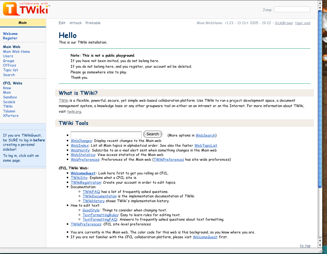 screen snap of 2003_sept release main page